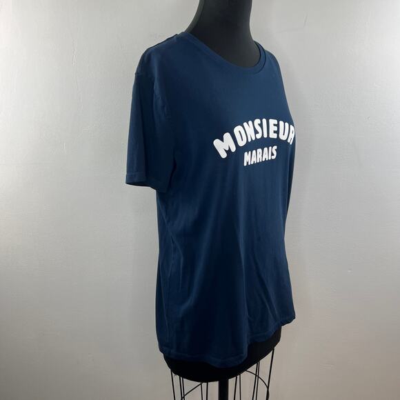 French Disorder Navy Blue "Monsieur Marais" T-Shirt Top Cotton Crewneck Size XL - Picture 5 of 12